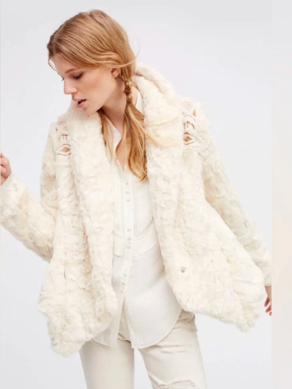 Free People Embroidered Cascade Fur Jacket - Great condition!!! - Picture 2 of 10